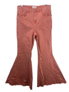 Shyanne Womens Jeans Sz 32 Peach Flare Leg Tulip-Pocket Boho Hippie Festival